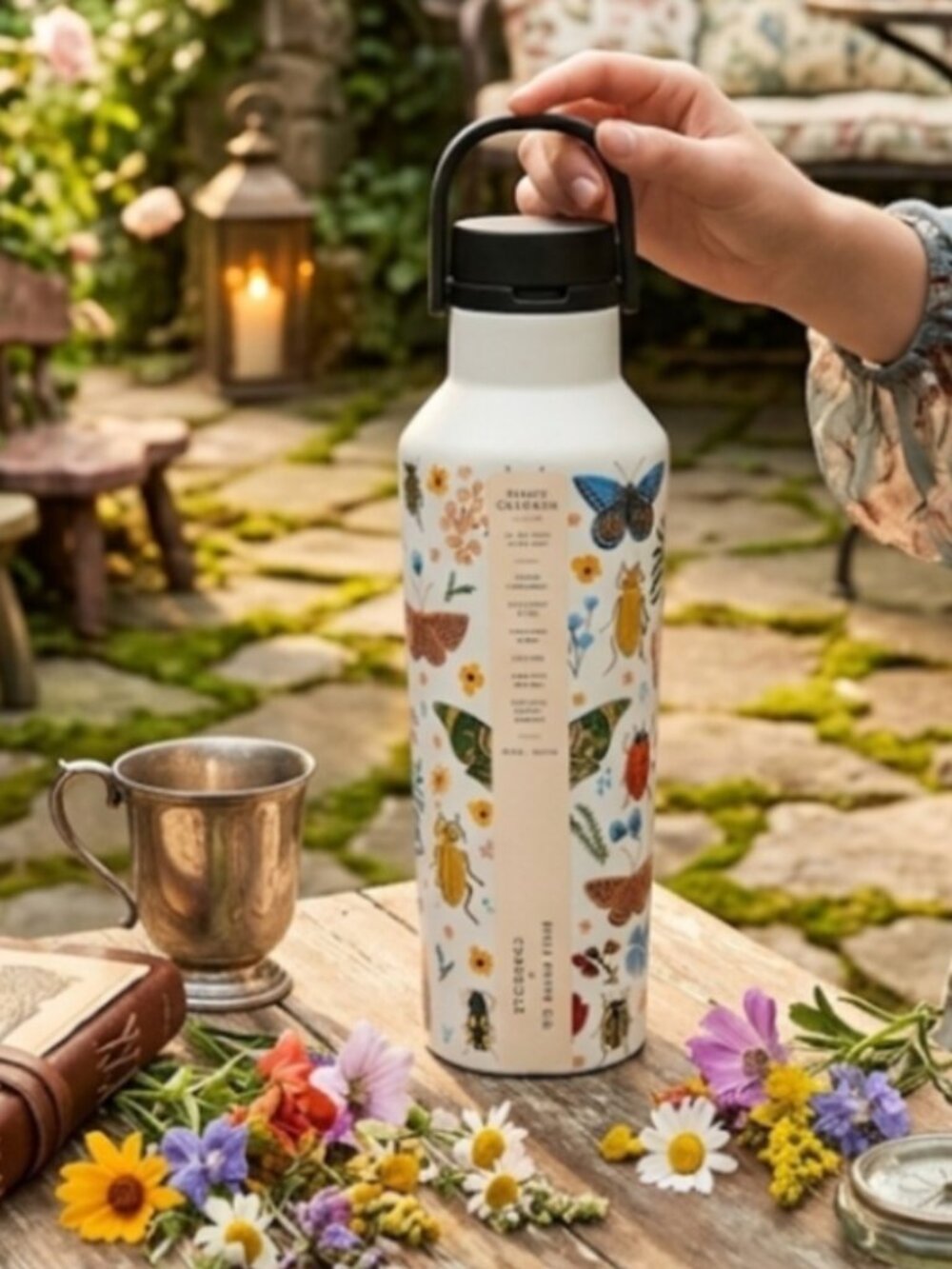 Rifle Paper Co x Corkcicle Curio Cream 20oz Insulated Canteen with Screw Top Lid